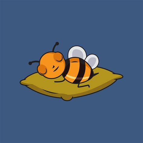 Premium Vector Cute Bee Sleeping On The Pillow Cartoon Sticker Vector