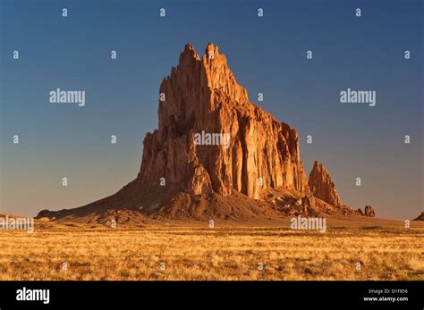 Shiprock Sacred Navajo Mountain Monolith At Sunrise New Mexico Usa