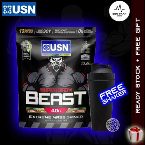 Usn Super Grow Beast 4kg Chocolate Extreme Mass Gainer Weight