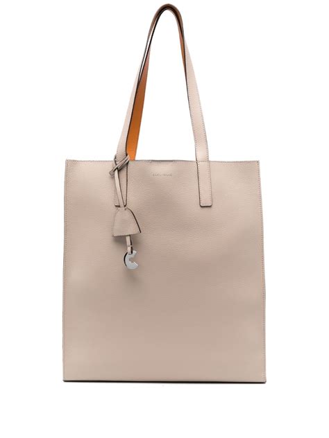 Coccinelle Logo Detail Leather Tote Bag In Neutrals Modesens