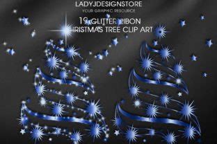 Blue Ribbon Sparkle Christmas Tree Graphic By Ladyjdesignstore