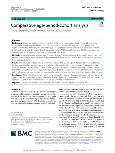 Pdf Comparative Age Period Cohort Analysis