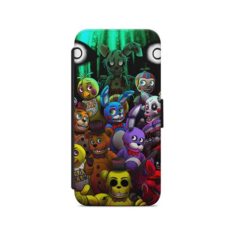 Fnaf Five Nights At Freddys Leather Wallet Flip Phone Case Cover For