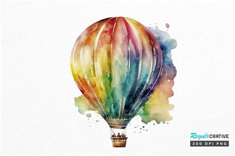 Watercolor Hot Air Balloon Clipart Png Graphic By Regulrcrative Creative Fabrica
