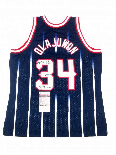 Hakeem Olajuwon Signed NBA Mitchell Ness Houston Rockets Jersey