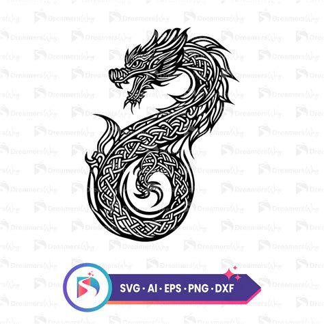 Dragon SVG, Celtic Dragon Tattoo Svg, Tribal Dragon SVG, Dragon Vector, DXF, Cut File Cricut ...