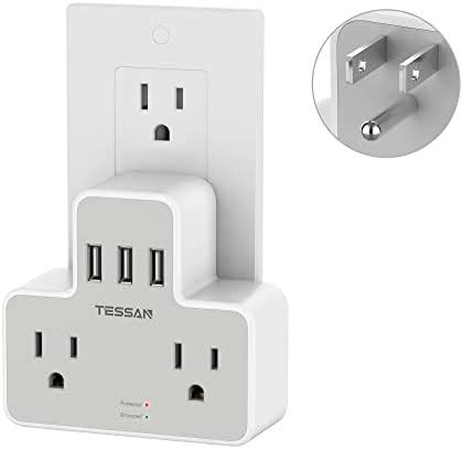 Tessan Regleta Multicontacto Pared Usb Conector Multiple Con