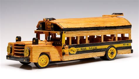 #71: A LATE 20TH CENTURY PRISON ART MODEL OF A SCHOOL BUS