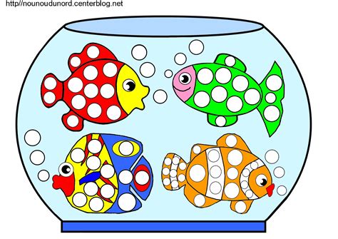 Aquarium Poissons Coloriage Gommettes En Couleur