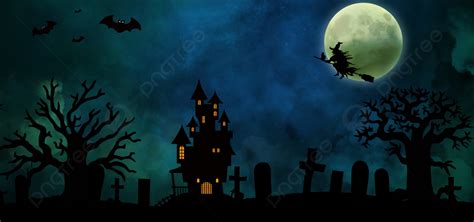 Witch Party Halloween Dark Night Background Halloween Banner