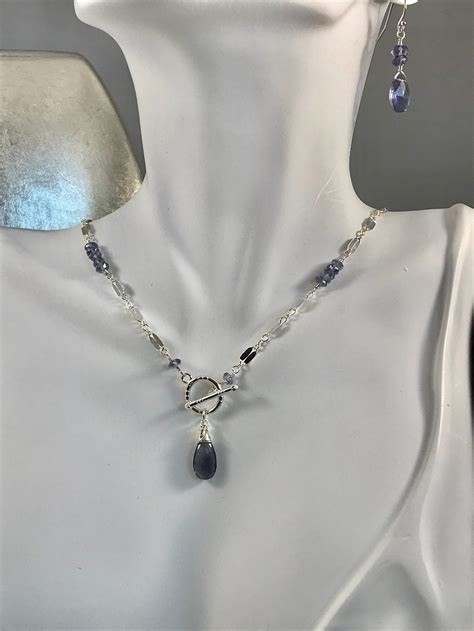 Iolite Sterling Silver Necklace Iolite Necklace Iolite Jewelry Etsy