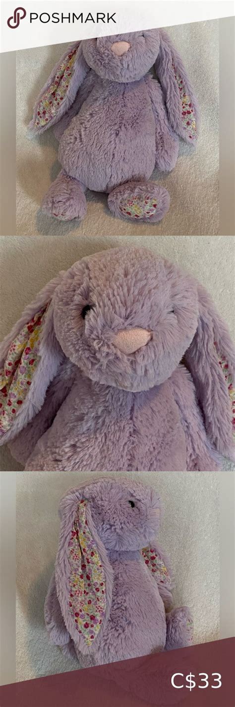 Jellycat Lavender Blossom Jasmine Bunny Plush Rabbit Floral Floppy Ears Feet 11” Bunny Plush