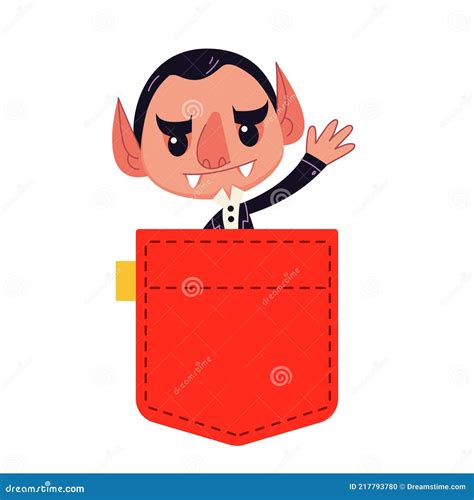 Vampir Dracula Sieht Aus Einer Roten Tasche Vektor Illustration Im