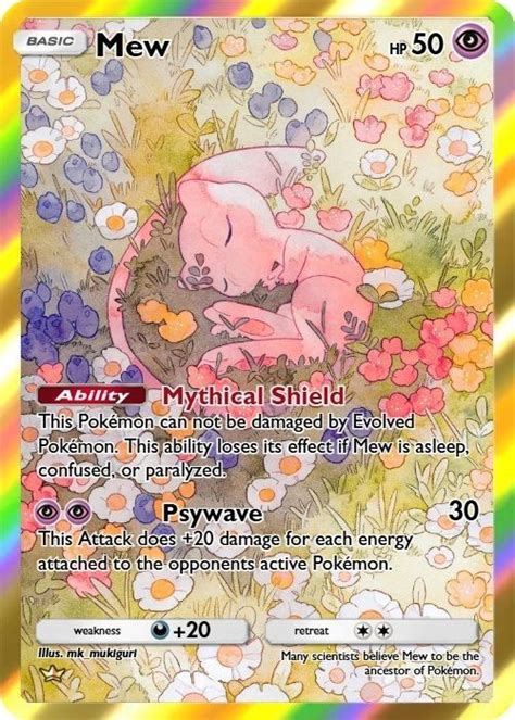 Mew Card Full Art Cute Mew Card Sleeping Mew Pokemon Pokemon Cards