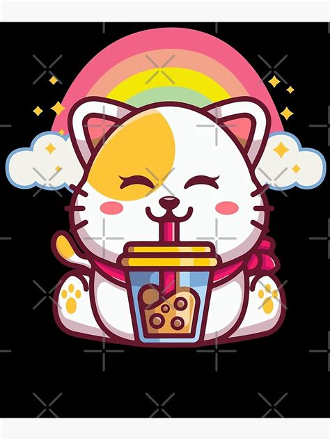 Cat Boba Tea Bubble Tea Anime Kawaii Neko Art Print For Sale By