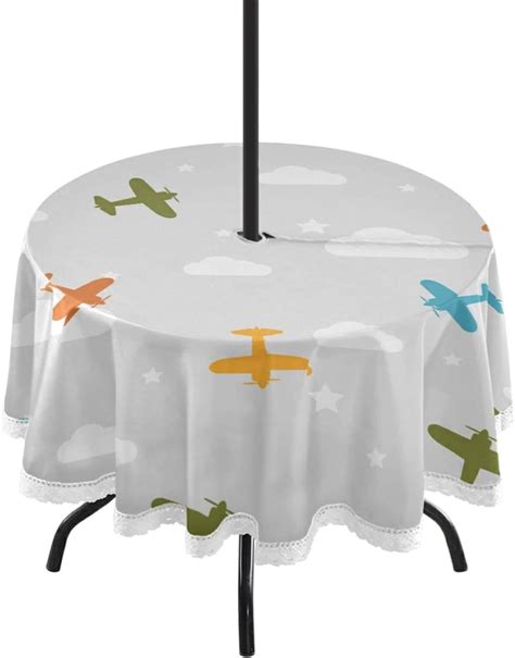 Dreamtimes Indoor Outdoor Round Tablecloth In Cute Airplane