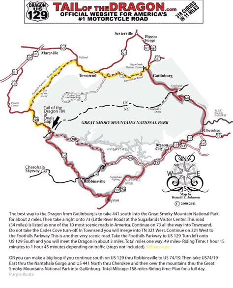 The Trail Map For Tail Of The Dragon