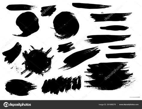 Set Different Grunge Brush Strokes Dirty Artistic Design Elements