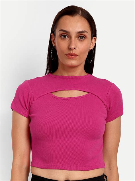 Buy Viso High Neck Crop Fitted Top Tops For Women 26744834 Myntra