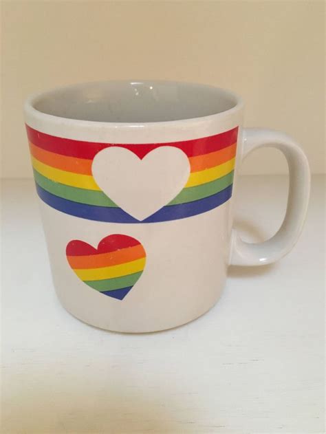 Vintage Rainbow Heart Mug Coffee Tea Cup Lgbtq Pride Mug By Etsy