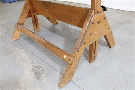 Vintage Industrial Adjustable Wood Drafting Table at 1stDibs