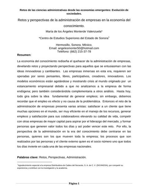 PDF Retos y perspectivas de la administración de empresas en El