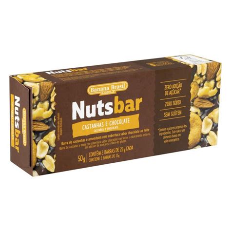 Pack Barra De Nuts Castanhas Cobertura Chocolate Ao Leite Zero S Dio