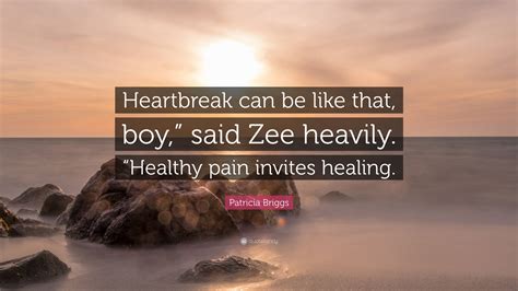 Patricia Briggs Quote: “Heartbreak can be like that, boy,” said Zee