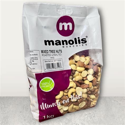 Mixed Tree Nuts Roasted Un Salted 1kg Manolis Munchies