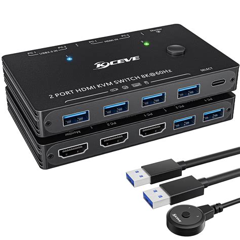 USB 3 0 KVM Switch 2 PC 1 MonitorKVM Switch HDMI 2 Port 8K 60Hz 4K