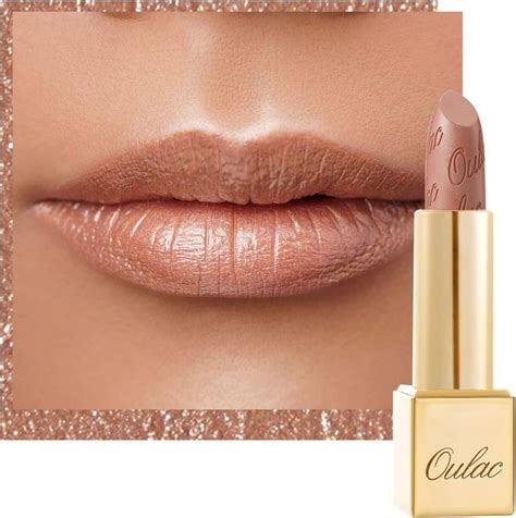 Oulac Metallic Shine Glitter Lipstick Nude High Impact Lipcolor Lightweight Soft And Ultra