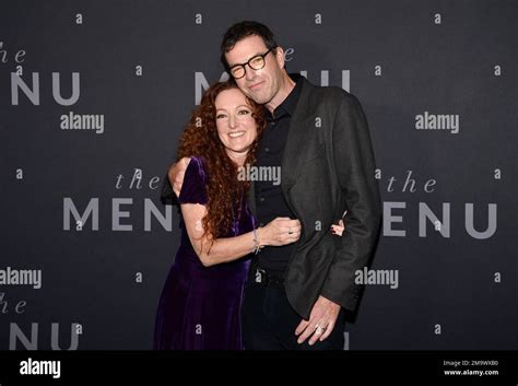 Director Mark Mylod, right, and wife Amy Westcott attend the premiere