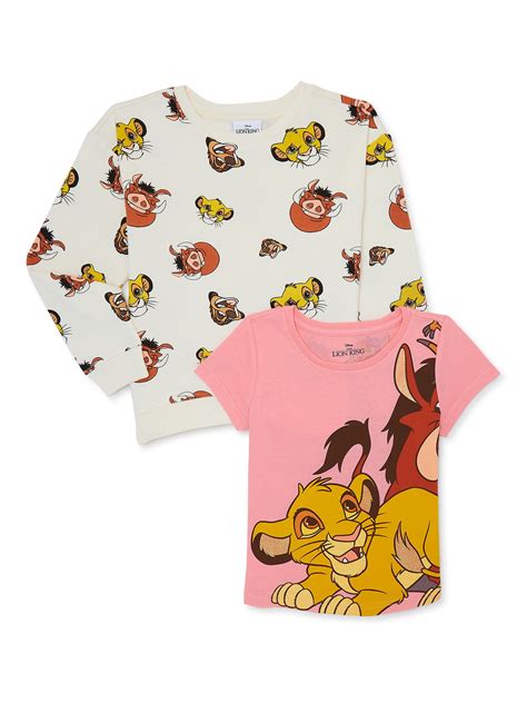 Disney The Lion King Girls Short Sleeve Tee And Sweatshirt 2 Piece Set Sizes 4 16