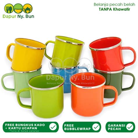 Jual Premium Mug Enamel 9 Cm POLOS 400ml Cangkir Kopi Seng Shopee