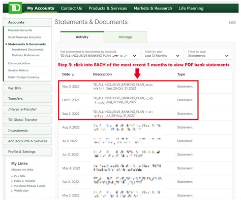 Td Monthly Bank Statements Mortgages Lab