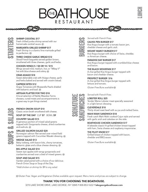 Our Menu - The Boathouse Restaurant