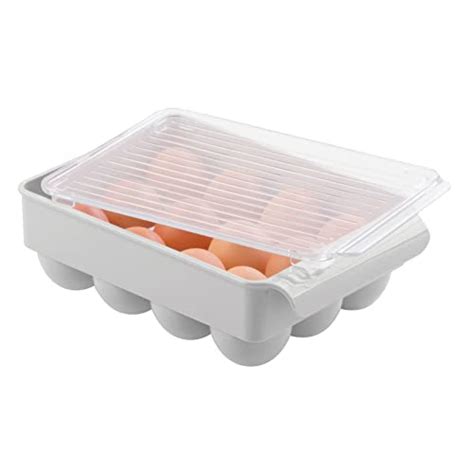 Mdesign Stackable Plastic Covered Egg Tray Holder Storage Container