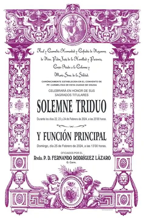 Solemne Triduo Y Funci N Principal Hermandad Humildad Y Paciencia De