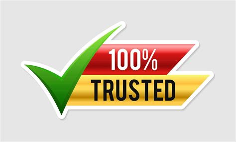 100 Percent Trusted vector logo with green checklist mark icon. Gold ...