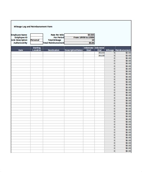 Free 9 Sample Mileage Reimbursement Forms In Pdf Word Excel