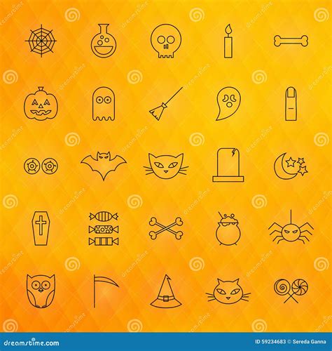 Halloween Thin Line Icon Set Spooky Symbols Collection Vector