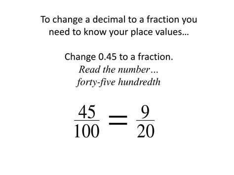 Ppt Changing Fractions To Decimals And Decimals To Fractions