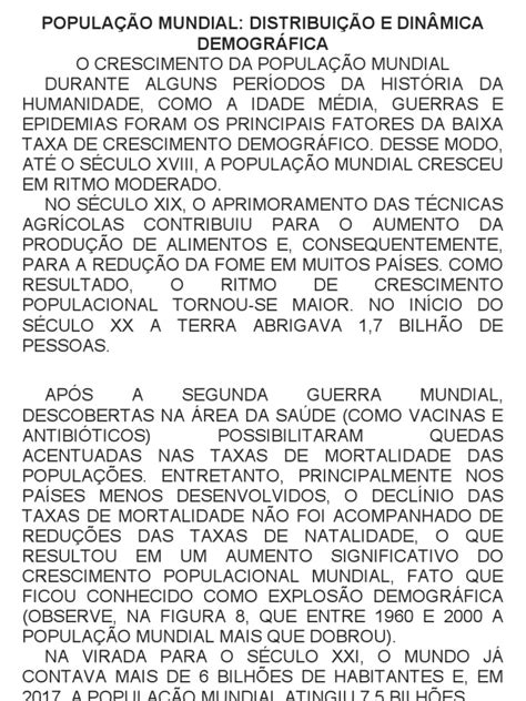 População Mundial e Seu Crescimento - Ampliado | PDF | Crescimento ...