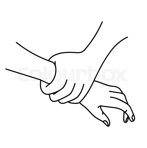 Holding Hands Outline Vector Stock Vector Colourbox