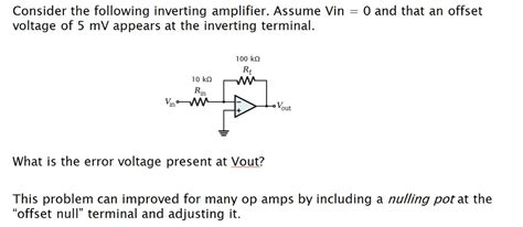 Solved Consider The Following Inverting Amplifier Assume Chegg