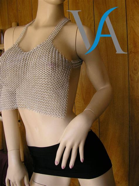 Aluminum Silver Chain Mail Metal Bikini Set Halter Bra Top Etsy