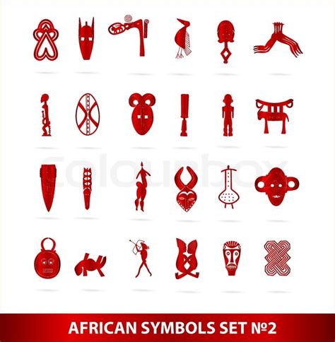 God african symbols set vector isolated red color | Stock Vector ...