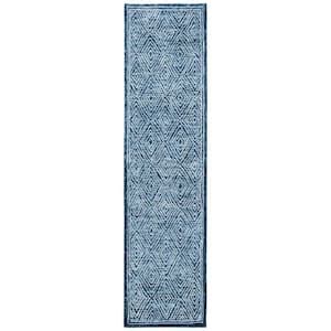 SAFAVIEH Capri Ivory Blue 2 Ft X 9 Ft Geometric Diamond Runner Rug