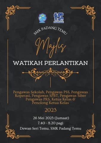 BUKU PROGRAM MAJLIS WATIKAH PERLANTIKAN PENGAWAS KETUA PENOLONG