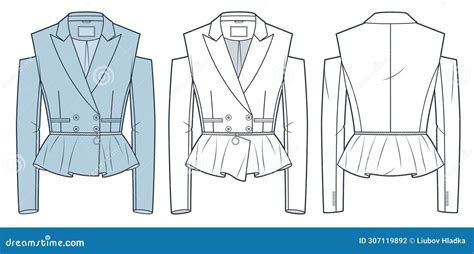 Cutout Blazer Technical Fashion Illustration Cropped Jacket With